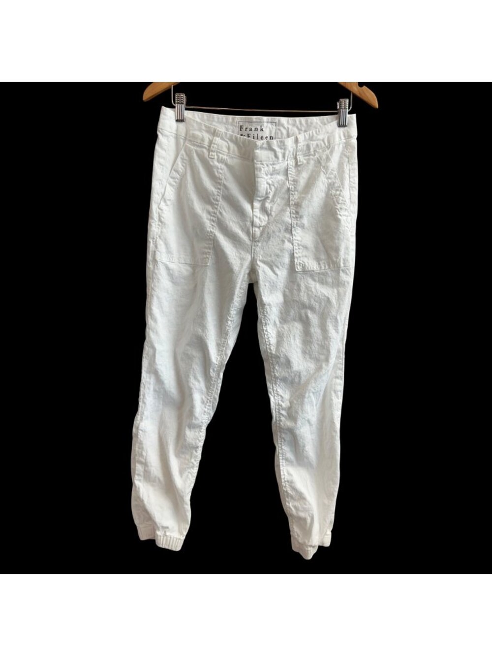 Frank & Eileen Jameson Utility Joggers Womens Sz 6 White Cargo Cotton Flax Pant